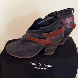 Rag & Bone leather ankle boots black suede size 38